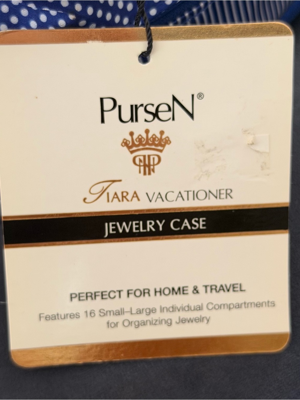 PurseN Tiara Vacationer Travel Jewelry Case Organizer - Blue Polka Dot NWT - Picture 8 of 8